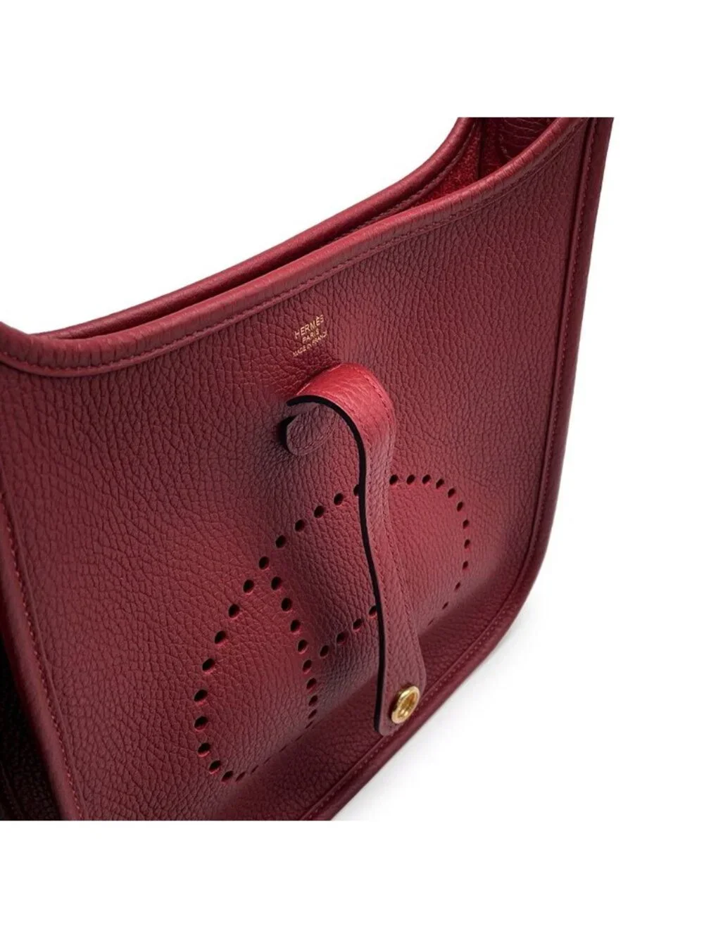 Hermes Shoulder Bag Evelyne 3 23 Rouge Ache Gold Taurillon Clemence